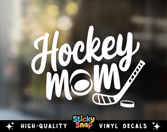 Calcomanía de vinilo para mamá de hockey, calcomanía para ventana de auto para mamá deportista, calcomanía para parachoques de hockey, calcomanía de padre orgulloso, regalo para mamá, idea de regalo para el Día de la Madre