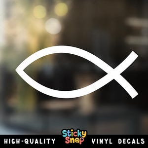 Christian Fish Car Decal, Religious Car Decal, Jesus Fish Sticker, Christian Vinyl Decal, Holy Sticker, Car Window Stickers, Laptop Decal