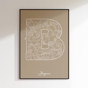 Bavaria Poster cream I Germany I Bavaria Illustration | Letters Poster