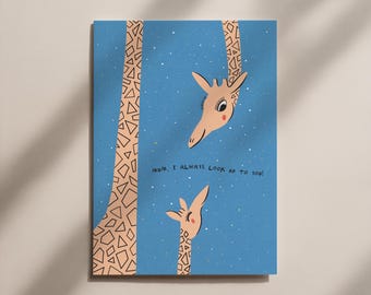 Mother's Day card Giraffe Mom & Child – sweet postcard for mom on Mother's Day or birthday