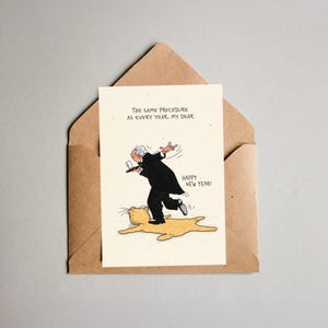 Funny New Year's card "Same procedure as every year" – Funny New Year's Eve card illustration – Happy New Year card humor image 7