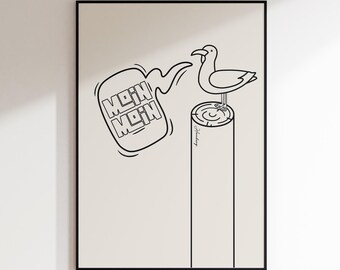 Moin Moin Poster | Hamburg | Saying | Digital Poster | Seagull | Northern Germany
