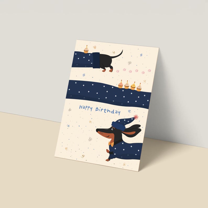 Dachshund Birthday Postcard – Cute Funny Dog Card – Happy Birthday ...
