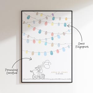 Personalisiertes Gästebuch Hochzeit Fingerabdruck Poster | Fingerprint Wedding Guest Book Download | Digitale Hochzeitsdeko zum Ausdrucken