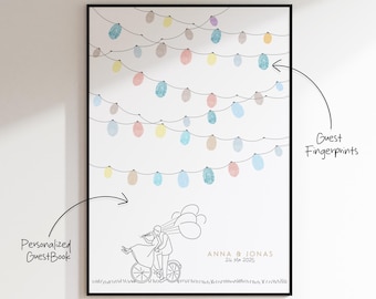 Personalized Wedding Guest Book | Fingerprint Poster Download | Printable Wedding Keepsake Wall Art