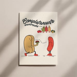 Postcard Chile, "Contigo me siento completo" Postcard | Chile Completo | Funny Spanish love card for couples