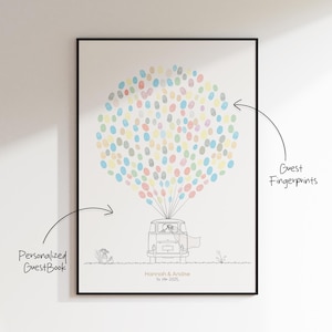 Personalized Wedding Guest Book Poster – Fingerprint Balloons | Wedding Guest Book Alternative