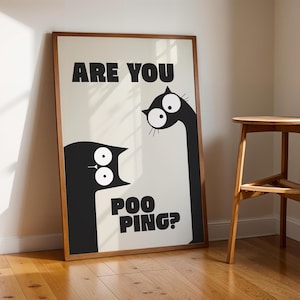 Badezimmer-Poster 'Are You Pooping?' – Witzige Deko für dein WC I Katzenposter I Poop I Gäste-WC