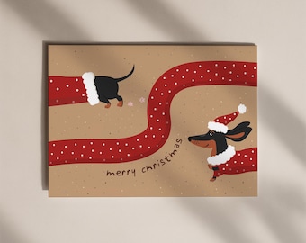 Christmas card with dachshund design – funny Christmas postcard 12 x 17.5 cm landscape format – animal motif Christmas card – Dog Christmas Card