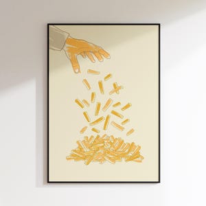 French Fries Poster | Funny Kitchen Wall Art | Minimalist Food Print | Digital Download Printable Poster for Kitchen Decor