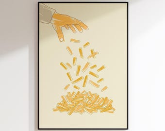 French Fries Poster | Funny Kitchen Wall Art | Minimalist Food Print | Digital Download Printable Poster for Kitchen Decor