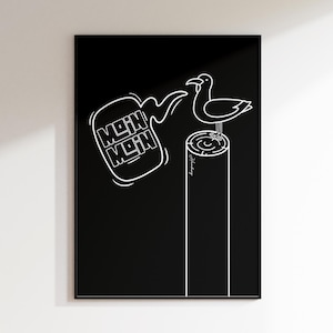 Moin Moin Poster | Hamburg | Saying | Digital Poster | Seagull | Northern Germany