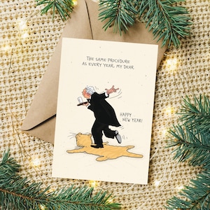 Funny New Year's card "Same procedure as every year" – Funny New Year's Eve card illustration – Happy New Year card humor image 4