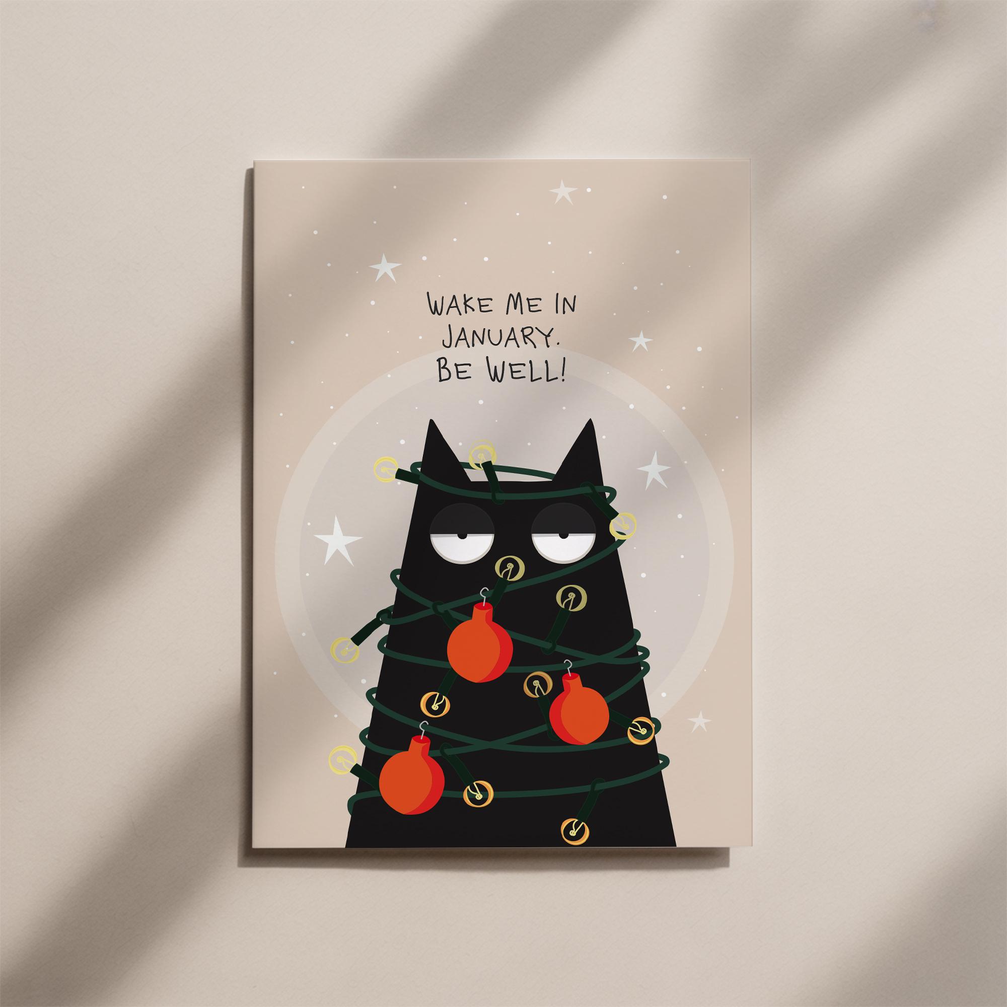 Kerstkaart grumpy cat met kerstmuts | Kaartje2go