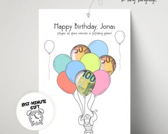 Money Gift Birthday Poster, Last Minute Gift, DIY Money Gift, Birthday Money Present, Personalized Gift