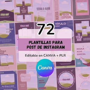 72 Plantillas Instagram en Español | Editables en Canva | Producto Digital PLR para Vender | Funcionan para cualquier Nicho