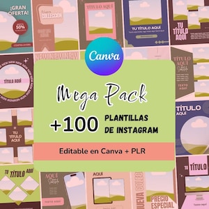 Mega Pack Redes Sociales | +100 Plantillas Canva Editables | Posts, Historias, Carruseles | Incluye Licencia PLR | Para Todo Nicho