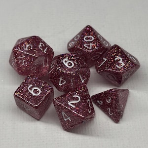 Mini Pink Iridescent RPG Dice Set