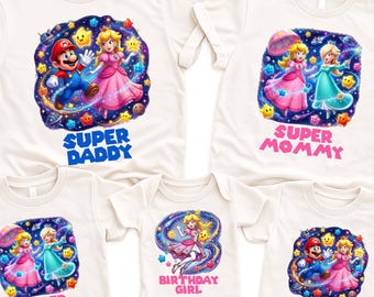 Epic Universe Birthday Shirt, Custom Super Mario Birthday Boy Shirt, Princess Peach Birthday Girl Shirt, Mario Family Matching Birthday Tees