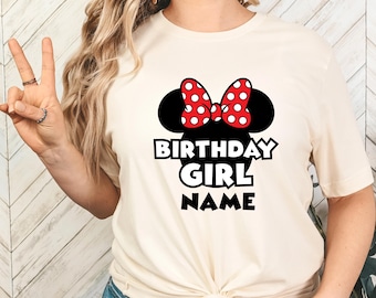 Custom Disney Birthday Girl 2026 Shirt with Name • Mickey - Minnie Family Matching Birthday Shirts • Disneyland & Disneyworld Birthday Gift