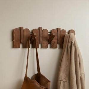 Piano Key Wall Hook – Solid Wood Coat & Hat Rack | Entryway Clothes Hanger | Wall Mounted No-Drill Hook for Hallway or Entrance.