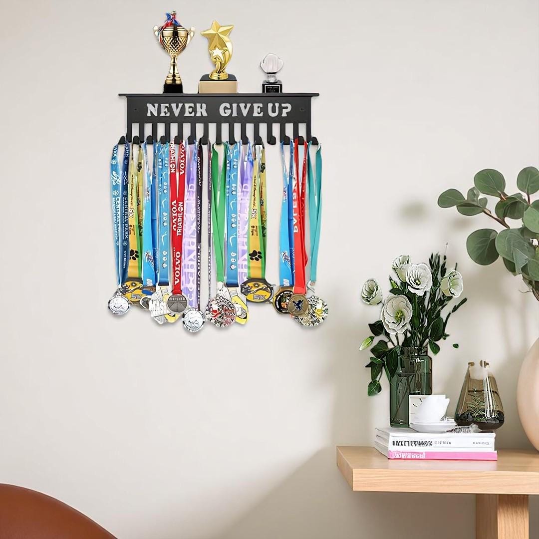 Retro Iron Wall-mounted Medal Display Rack – Marathon Medal Holder With ...