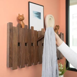 Double-Layer Piano Key Wall Hook – Solid Wood Punch-Free Coat Rack.