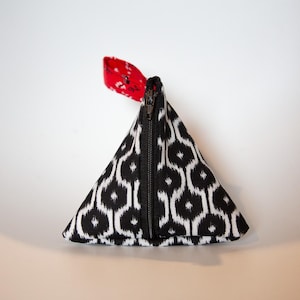 Handmade Triangle Cute Small Black and White Patterned Pouch