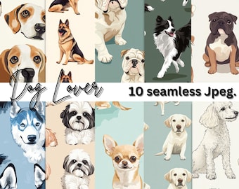 Digital Paper Pack Dog Lover – Naadloze puppypatronen (12 x 12 inch)