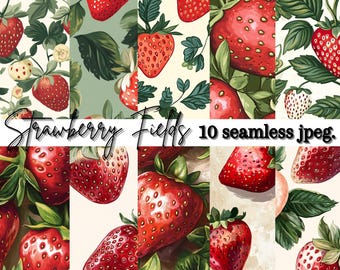 Digital Paper Pack Strawberry Fields – 10 naadloze jpeg-patronen (12 x 12 inch)