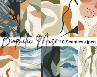 Biophilic Digital Paper Pack – abstracte organische patronen (10 jpeg)