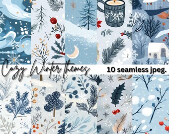 Naadloos winterpatroon - gezellig digitaal kerstpapier (jpeg)