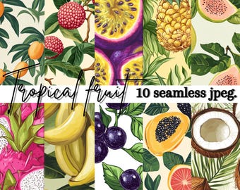 Digitaal papier tropisch fruit – naadloze zomerpatronen (10 jpeg)