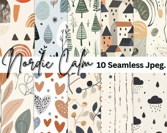 Naadloze Scandinavische patronen – Scandinavisch digitaal papier (10 jpeg)