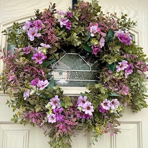 All year round purple greenery front door wreath - Daisy