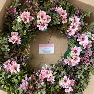 All year round purple greenery front door wreath - Daphne