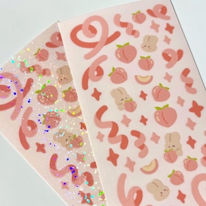 folha de adesivos decorativos de coelho pêssego (1 peça) / série de frutas de verão