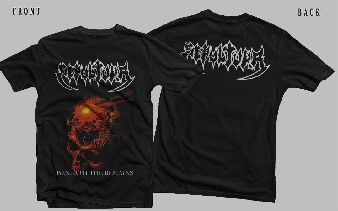 D D P Svcs.-New printed T-shirt -SEPULTURA- Beneath The Remains- size : S,M ,L,XL,2-3-4-5-6-7XL