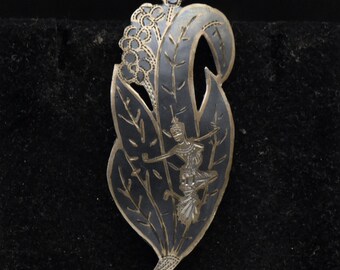 Vintage Siamese Dancer Sterling Silver Neillo Brooch