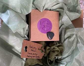 Self Care Gift Set: Spell Bottle, Candle & Worry Stone