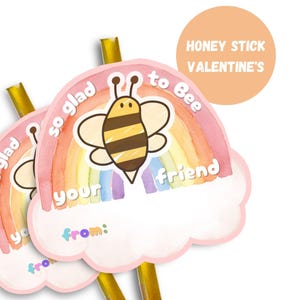 Rainbow Bee Valentines Printable for Kids (PDF & JPEG)