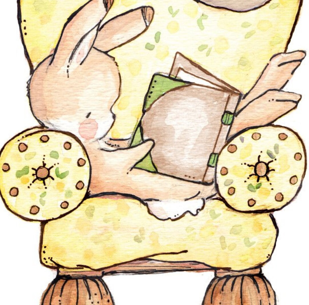 The Yellow Reading Chair. PRINT 8X10. Children Art Nursery Decor Etsy