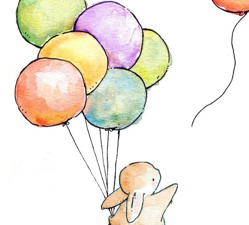 Children Art Print. Goodbye Balloon. PRINT 8X10. Nursery Art | Etsy