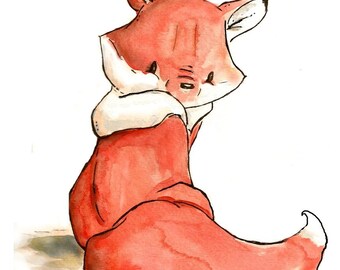 Curious Fox. PRINT. Nursery Art Wall Decor