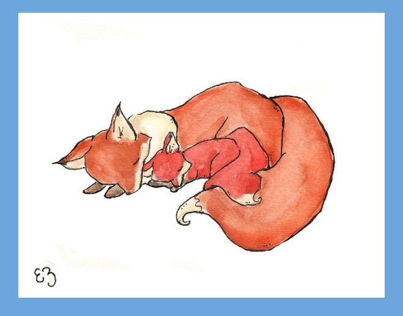 My Baby Fox. PRINT 8X10. Nursery Art Wall Decor image 1