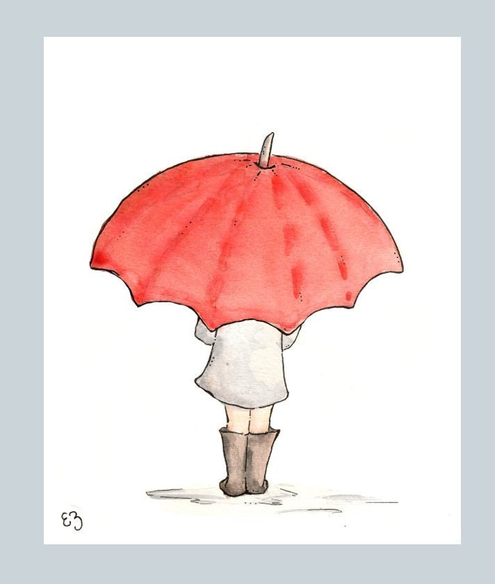 The Red Umbrella. Print 8X10. Nursery Art Wall Decor - Etsy