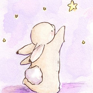 Children Art Print. VIOLET. Reaching For A Star. PRINT 8X10. Nursery Art Home Decor