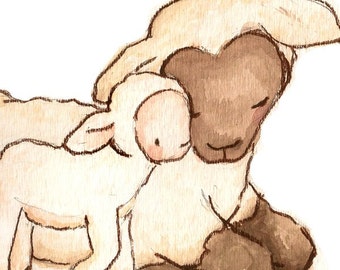 Children Art Print. My Baby Collection- My Baby Lamb. PRINT 8X10. Nursery Art Home Decor