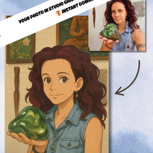 Portrait personnalisé style Ghibli, illustration numérique portrait cartoon affiche personnalisée avatar digital cadeau original printable