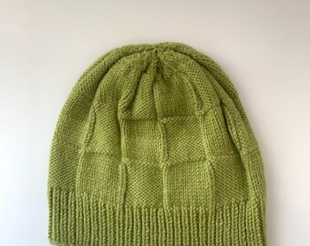 Medium Angora-Bamboo-Wool Beanie, Fine Knit Head Protection, Classic Checkerboard Style Hat, Modern Fitted Skull Cap, Natural Luxurious Hat